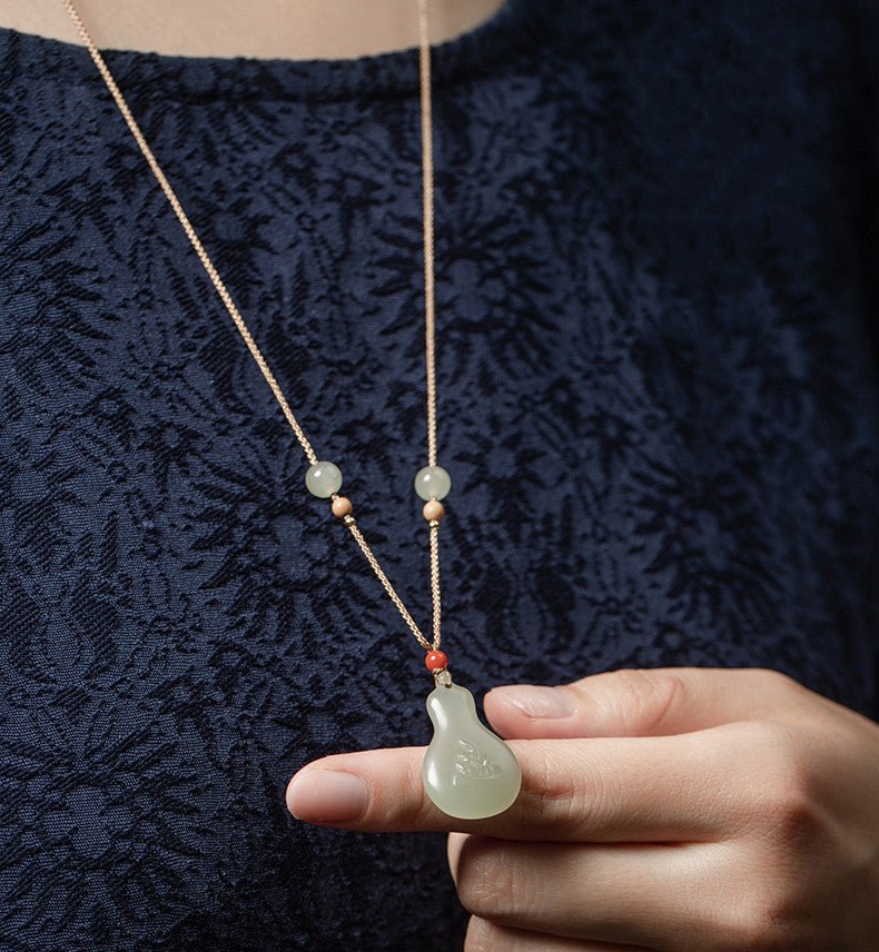 Natural Hetian Jade Gourd Pendant Necklace for Women - STAR8S