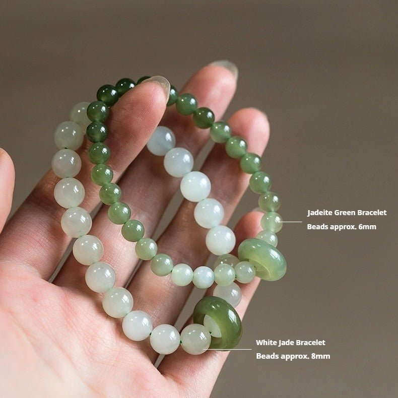 Natural Hetian Jade Gradient Qing Shui Lake Green Bracelet – Ping An Kou Design, Versatile Handmade Jewelry - STAR8S