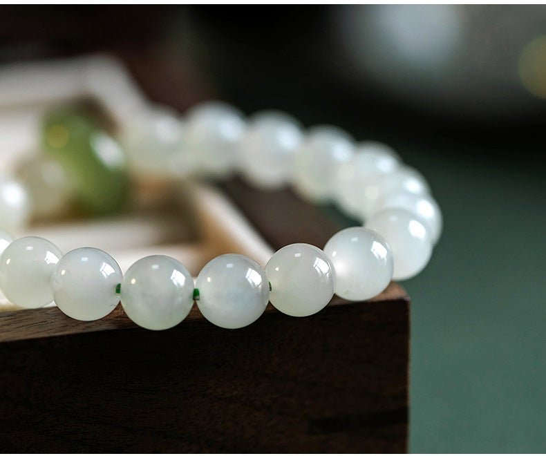 Natural Hetian Jade Gradient Qing Shui Lake Green Bracelet – Ping An Kou Design, Versatile Handmade Jewelry - STAR8S