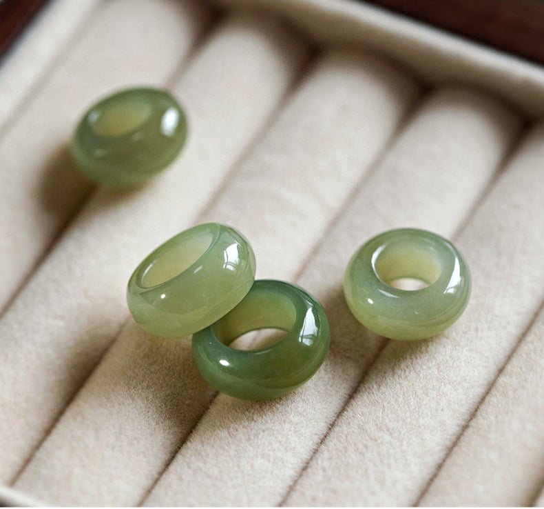 Natural Hetian Jade Gradient Qing Shui Lake Green Bracelet – Ping An Kou Design, Versatile Handmade Jewelry - STAR8S