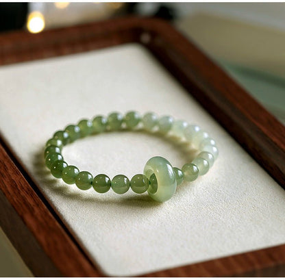 Natural Hetian Jade Gradient Qing Shui Lake Green Bracelet – Ping An Kou Design, Versatile Handmade Jewelry - STAR8S