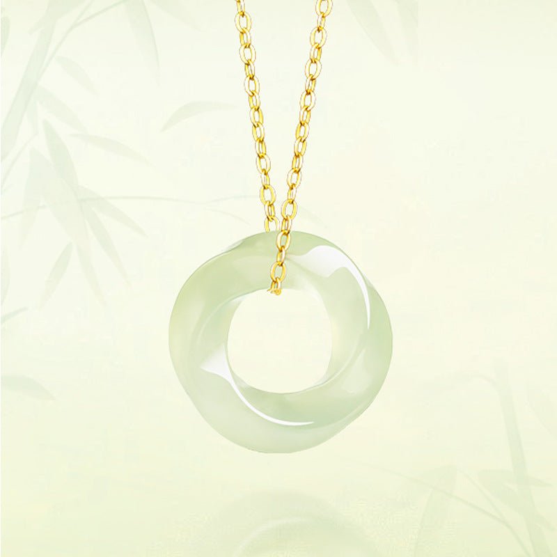 Natural Hetian Jade Green Mobius Ring Pendant Necklace - Elegant Men & Women Jewelry, Light Luxury - STAR8S