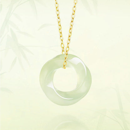 Natural Hetian Jade Green Mobius Ring Pendant Necklace - Elegant Men & Women Jewelry, Light Luxury - STAR8S