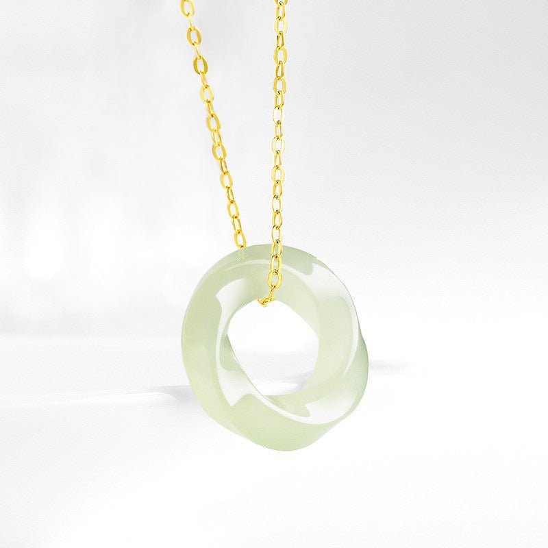Natural Hetian Jade Green Mobius Ring Pendant Necklace - Elegant Men & Women Jewelry, Light Luxury - STAR8S