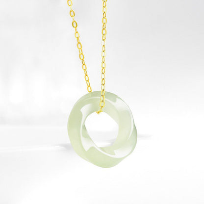 Natural Hetian Jade Green Mobius Ring Pendant Necklace - Elegant Men & Women Jewelry, Light Luxury - STAR8S