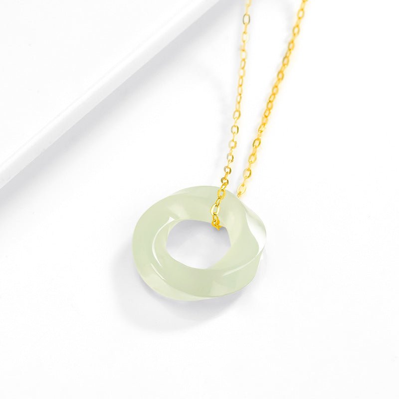 Natural Hetian Jade Green Mobius Ring Pendant Necklace - Elegant Men & Women Jewelry, Light Luxury - STAR8S