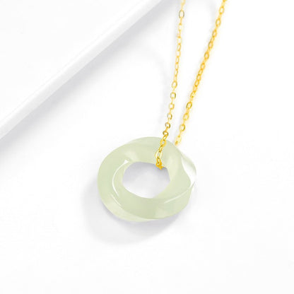 Natural Hetian Jade Green Mobius Ring Pendant Necklace - Elegant Men & Women Jewelry, Light Luxury - STAR8S
