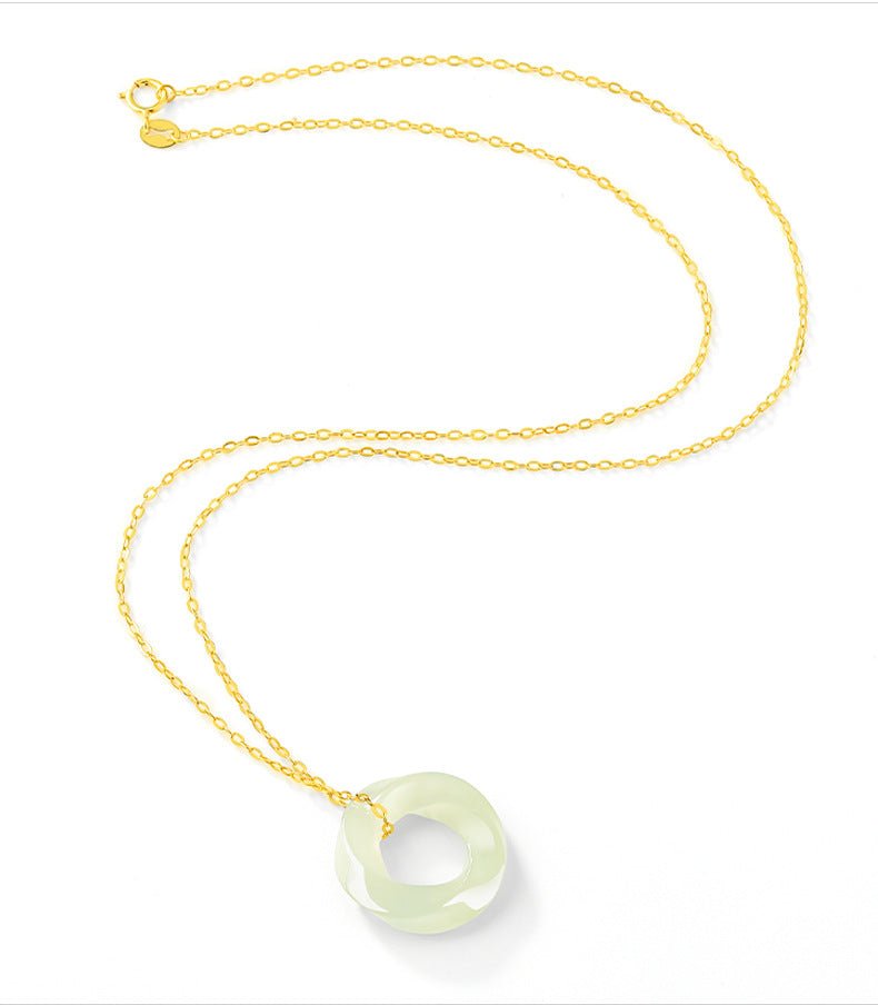 Natural Hetian Jade Green Mobius Ring Pendant Necklace - Elegant Men & Women Jewelry, Light Luxury - STAR8S