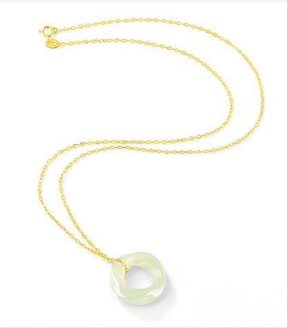 Natural Hetian Jade Green Mobius Ring Pendant Necklace - Elegant Men & Women Jewelry, Light Luxury - STAR8S