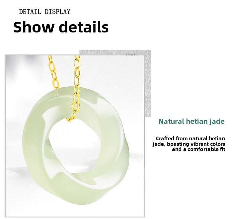 Natural Hetian Jade Green Mobius Ring Pendant Necklace - Elegant Men & Women Jewelry, Light Luxury - STAR8S