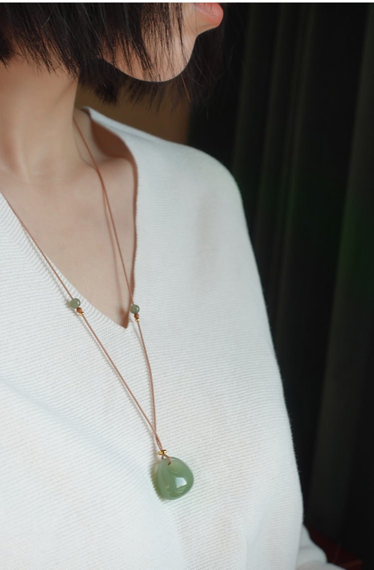 natural hetian jade green pendant - green jade lock pendant for bags lucky & minimalist - star8s