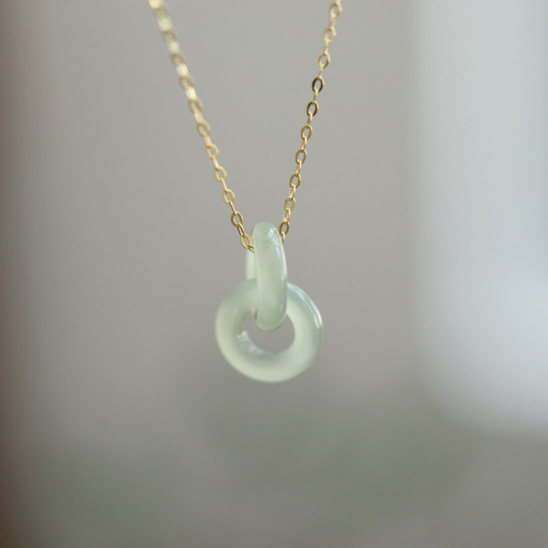 Natural Hetian Jade Linked Pendant Necklace for Women | S925 Silver | Elegant Peace Knot - STAR8S