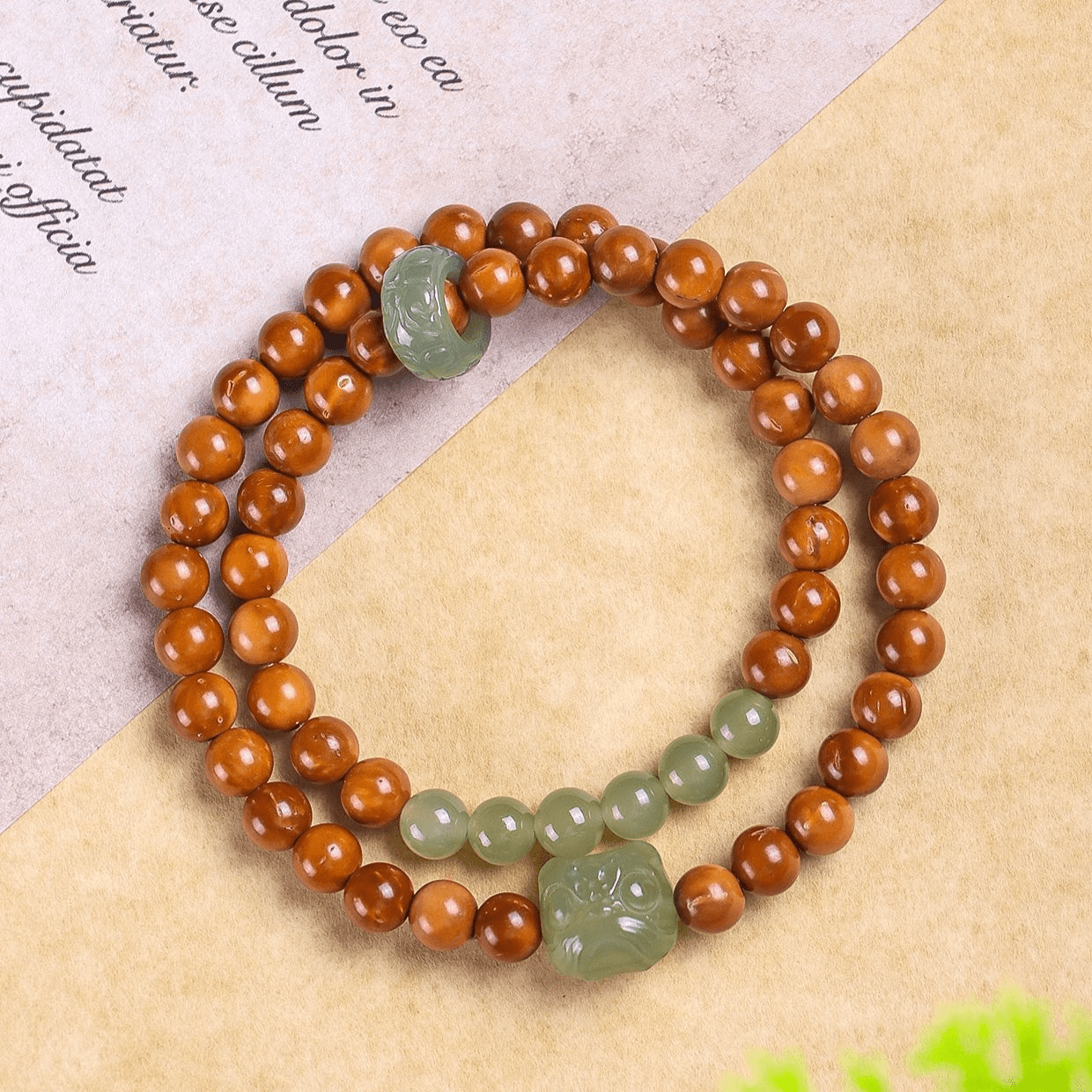 Natural Hetian Jade Lion Beaded Bracelet | Adjustable Women's Lucky Bracelet | Good Luck Charm - STAR8S