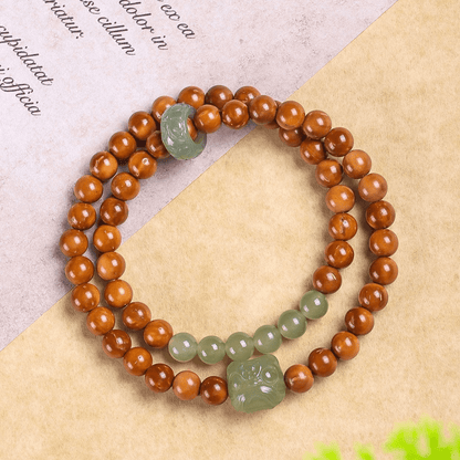 Natural Hetian Jade Lion Beaded Bracelet | Adjustable Women's Lucky Bracelet | Good Luck Charm - STAR8S