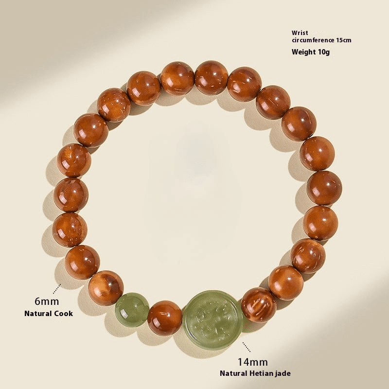 Natural Hetian Jade Lion Beaded Bracelet | Adjustable Women's Lucky Bracelet | Good Luck Charm - STAR8S