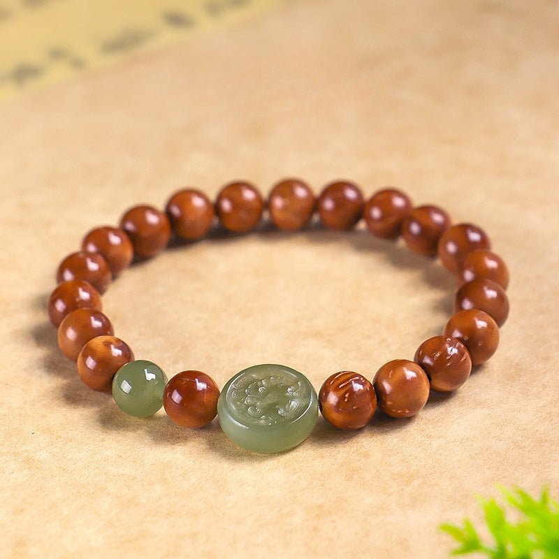 Natural Hetian Jade Lion Beaded Bracelet | Adjustable Women's Lucky Bracelet | Good Luck Charm - STAR8S