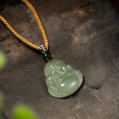 Natural Hetian Jade Maitreya Buddha Necklace Pendant – Handmade Jewelry for Women - STAR8S