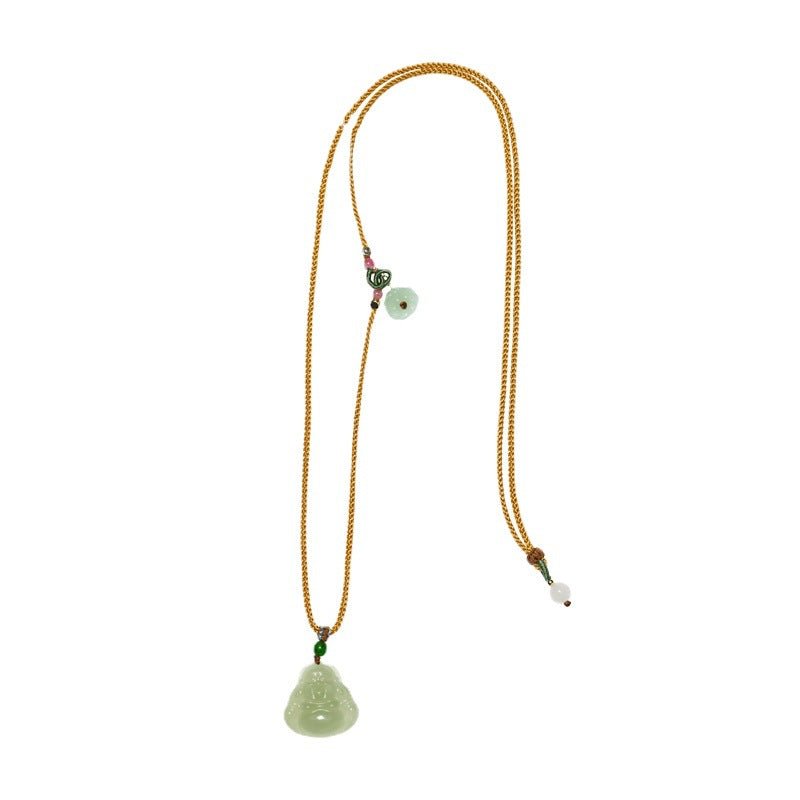 Natural Hetian Jade Maitreya Buddha Necklace Pendant – Handmade Jewelry for Women - STAR8S