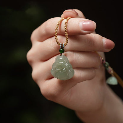 Natural Hetian Jade Maitreya Buddha Necklace Pendant – Handmade Jewelry for Women - STAR8S