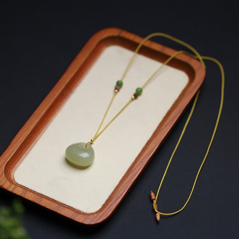 Natural Hetian Jade Mini Backpack Pendant Necklace – Simple & Versatile Unisex Jewelry Gift - STAR8S