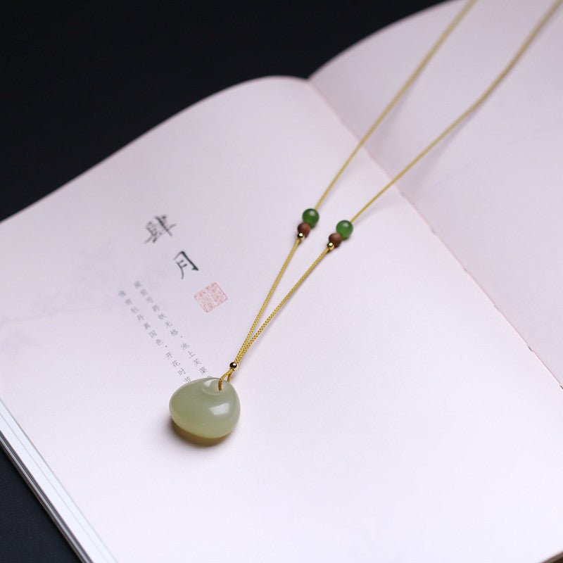 Natural Hetian Jade Mini Backpack Pendant Necklace – Simple & Versatile Unisex Jewelry Gift - STAR8S