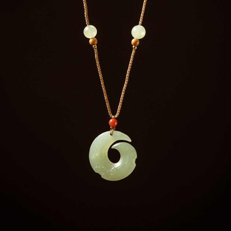 Natural Hetian Jade Necklace Pendant for Men and Women - Adjustable, Unisex Jewelry Pendant - STAR8S
