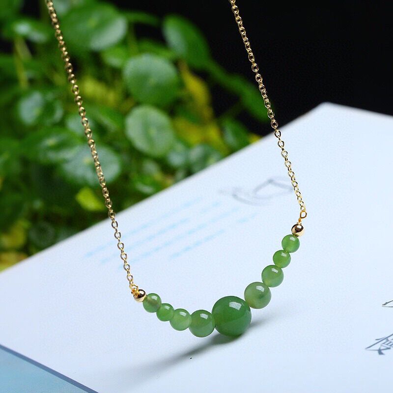 natural hetian jade necklace - simple & elegant gold - plated pendant for women | original design - star8s
