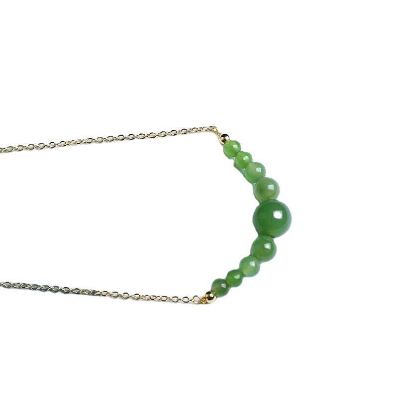 Natural Hetian Jade Necklace - Simple & Elegant Gold - Plated Pendant for Women | Original Design - STAR8S