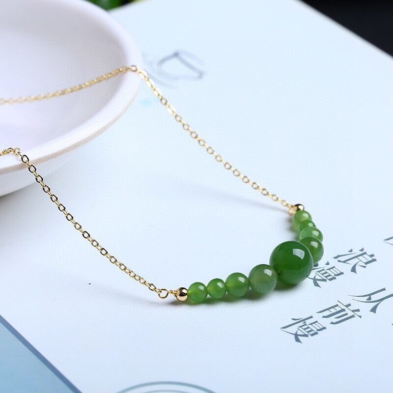Natural Hetian Jade Necklace - Simple & Elegant Gold - Plated Pendant for Women | Original Design - STAR8S