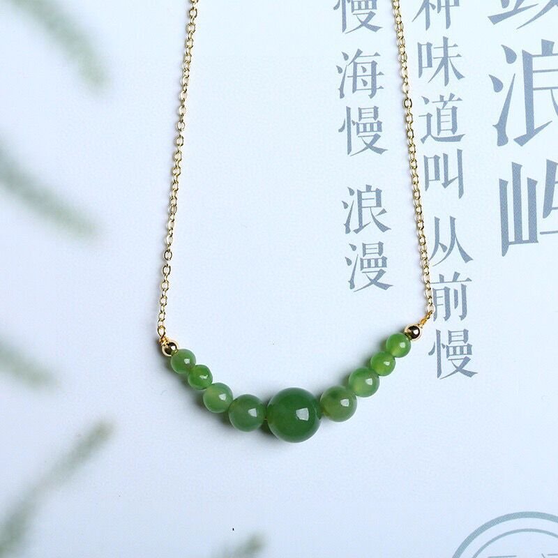 Natural Hetian Jade Necklace - Simple & Elegant Gold - Plated Pendant for Women | Original Design - STAR8S