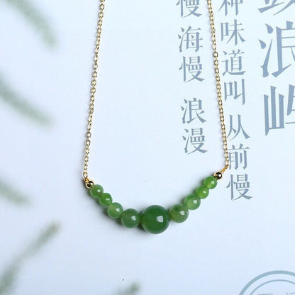 Natural Hetian Jade Necklace - Simple & Elegant Gold - Plated Pendant for Women | Original Design - STAR8S