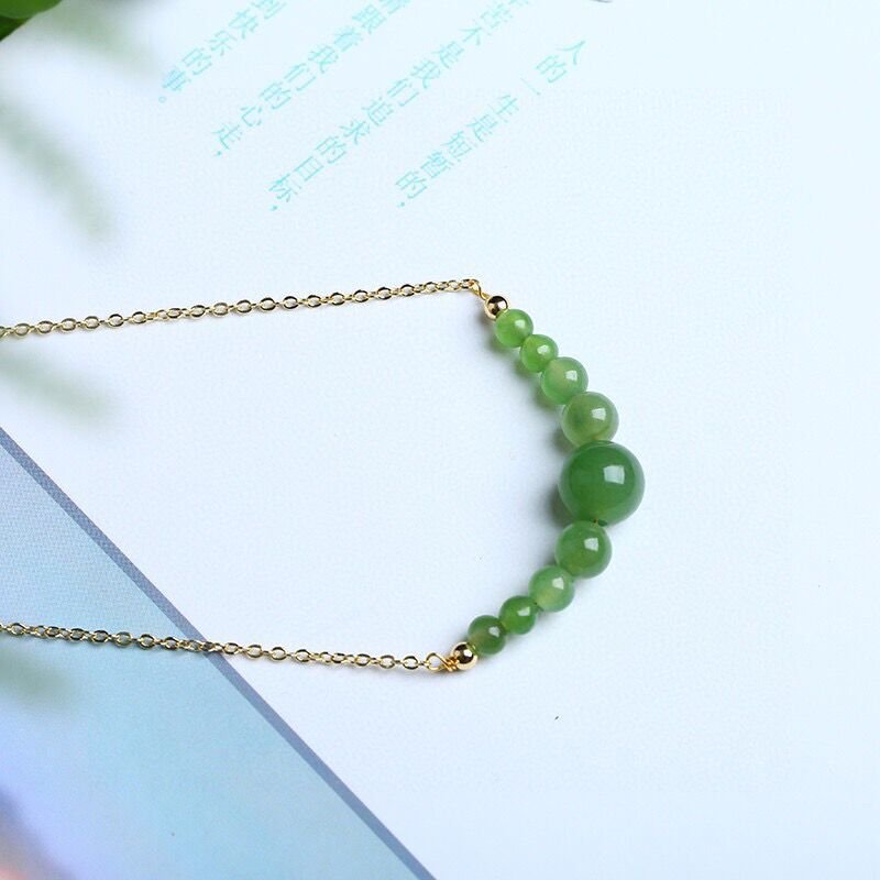 Natural Hetian Jade Necklace - Simple & Elegant Gold - Plated Pendant for Women | Original Design - STAR8S