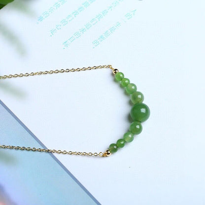Natural Hetian Jade Necklace - Simple & Elegant Gold - Plated Pendant for Women | Original Design - STAR8S
