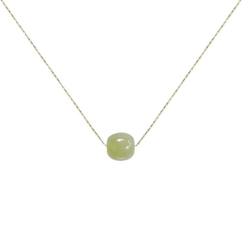 Natural Hetian Jade Necklace with Vintage Pendant – Elegant Gold Plated Chain - STAR8S