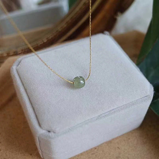 Natural Hetian Jade Necklace with Vintage Pendant – Elegant Gold Plated Chain - STAR8S