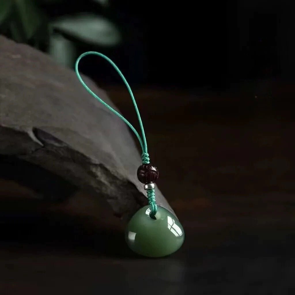 Natural Hetian Jade Peace Lock Phone Charm - Lucky Pendant for Good Fortune, Gift for Birth Year - STAR8S