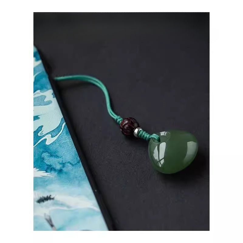 natural hetian jade peace lock phone charm - lucky pendant for good fortune, gift for birth year - star8s