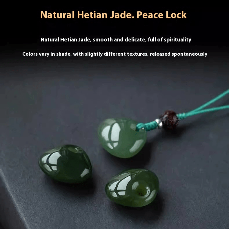 natural hetian jade peace lock phone charm - lucky pendant for good fortune, gift for birth year - star8s