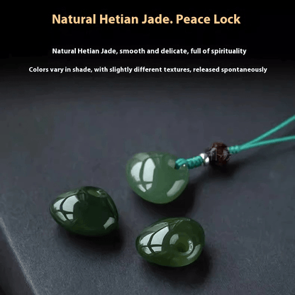 Natural Hetian Jade Peace Lock Phone Charm - Lucky Pendant for Good Fortune, Gift for Birth Year - STAR8S