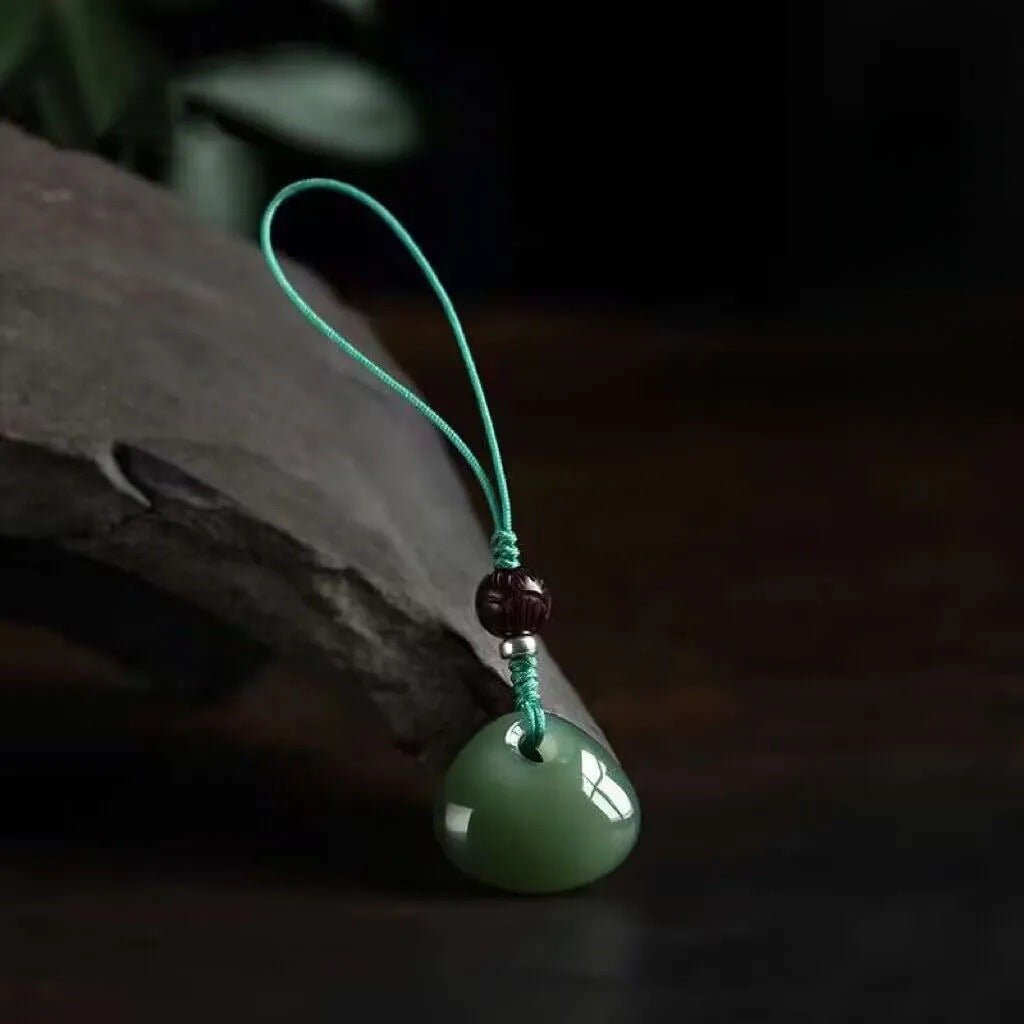 natural hetian jade peace lock phone charm - lucky pendant for good fortune, gift for birth year - star8s