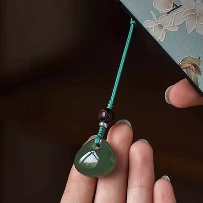 Natural Hetian Jade Peace Lock Phone Charm - Lucky Pendant for Good Fortune, Gift for Birth Year - STAR8S