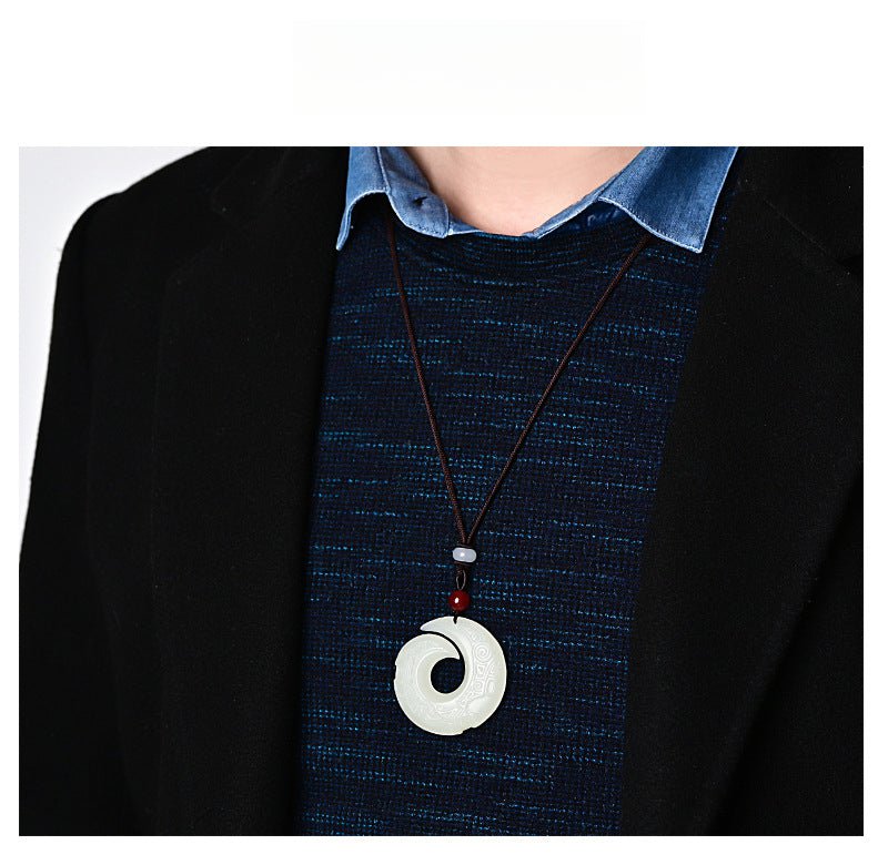 Natural Hetian Jade Pendant – Turning Fortune Amulet for Men & Women – Spiritual Jade Necklace - STAR8S