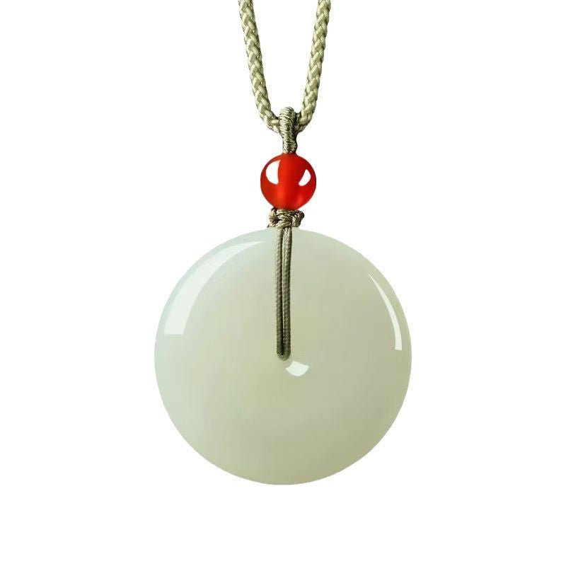 natural hetian jade ping'an kou pendant – sheep fat white jade amulet necklace for men & women - star8s