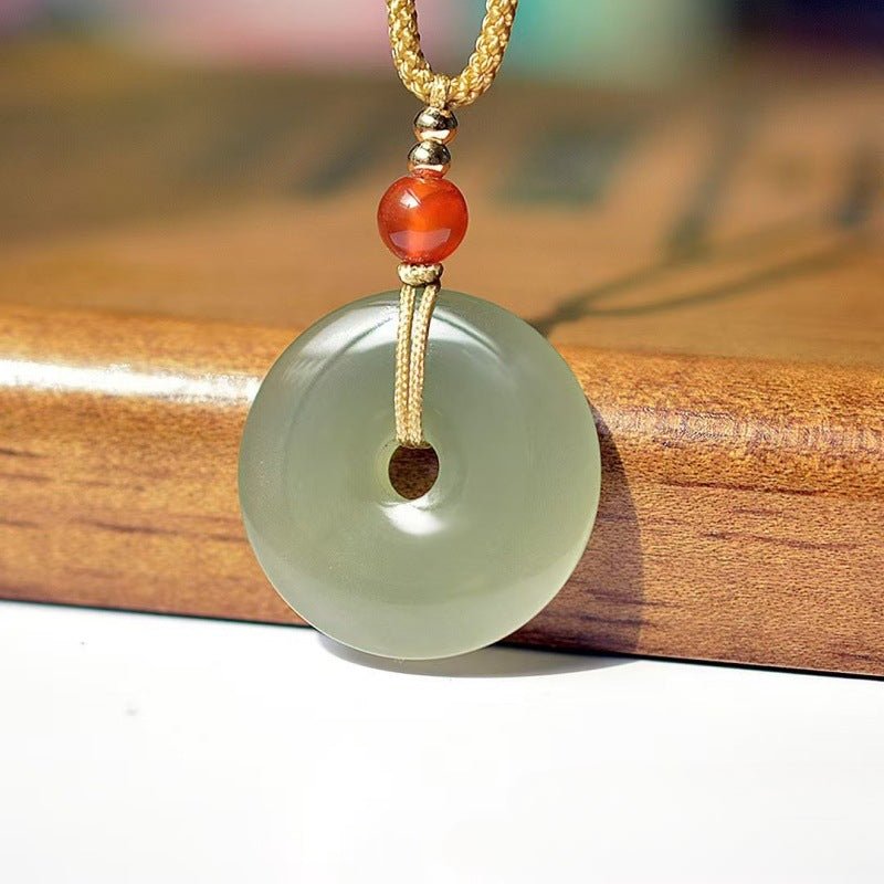 natural hetian jade ping'an kou pendant – sheep fat white jade amulet necklace for men & women - star8s