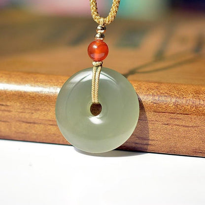 Natural Hetian Jade Ping'an Kou Pendant – Sheep Fat White Jade Amulet Necklace for Men & Women - STAR8S