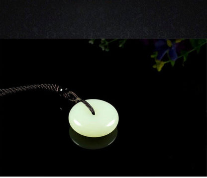 Natural Hetian Jade Ping'an Kou Pendant – Sheep Fat White Jade Amulet Necklace for Men & Women - STAR8S