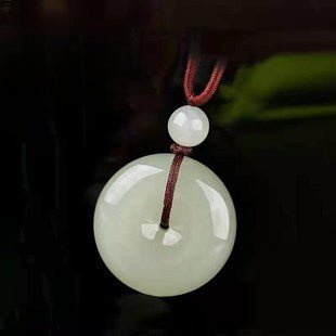 natural hetian jade ping'an kou pendant – sheep fat white jade amulet necklace for men & women - star8s