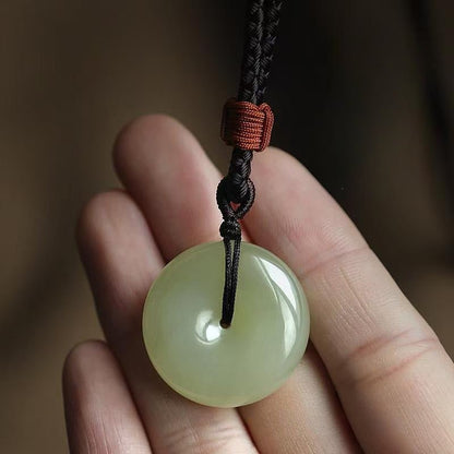 Natural Hetian Jade Ping'an Kou Pendant – Sheep Fat White Jade Amulet Necklace for Men & Women - STAR8S