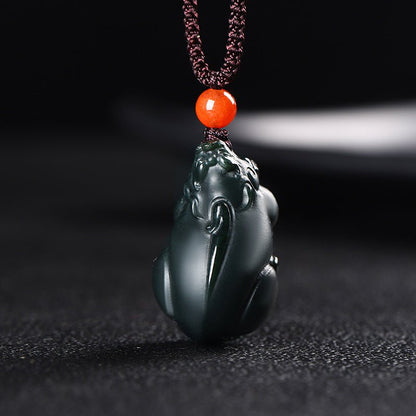 Natural Hetian Jade Pixiu Pendant Necklace – Handcrafted Green Jade Good Luck Pendant for Wealth & Protection - STAR8S