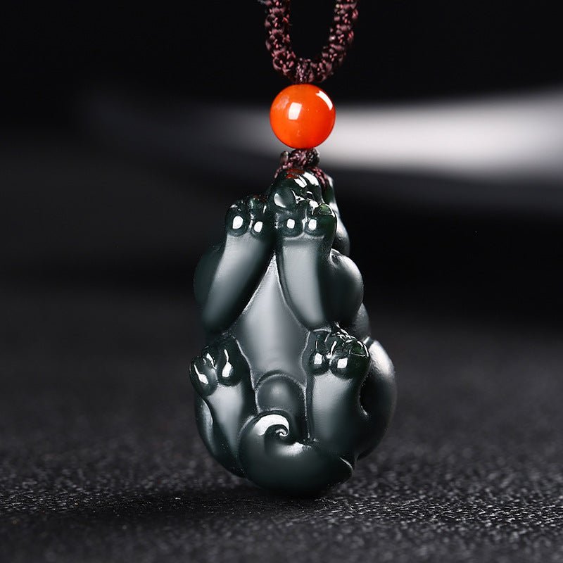 natural hetian jade pixiu pendant necklace – handcrafted green jade good luck pendant for wealth & protection - star8s
